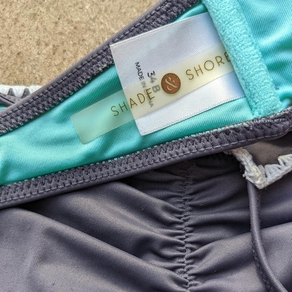 SHADE & SHORE Gray & Turquoise Detailed Boho Bikini Top And Bottom - Picture 5 of 9